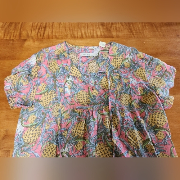 Richards Pineapple Linen Top Short sleeve Size 5 100% Linen - Picture 5 of 11